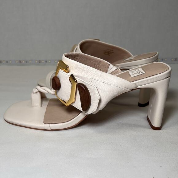 Louise et Cie Lalita Heels Size 7M White Leather Slide Sandals Embellished Boho - Picture 7 of 11